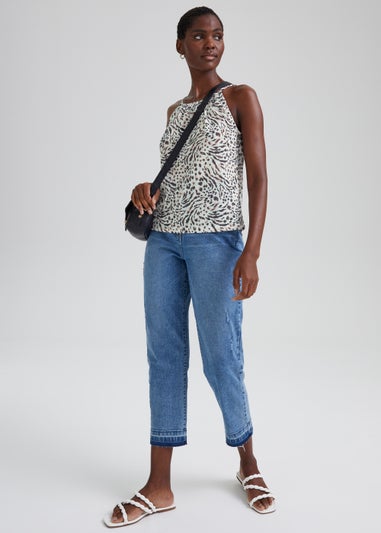 Multicoloured Animal Print Linen-Look Vest Top