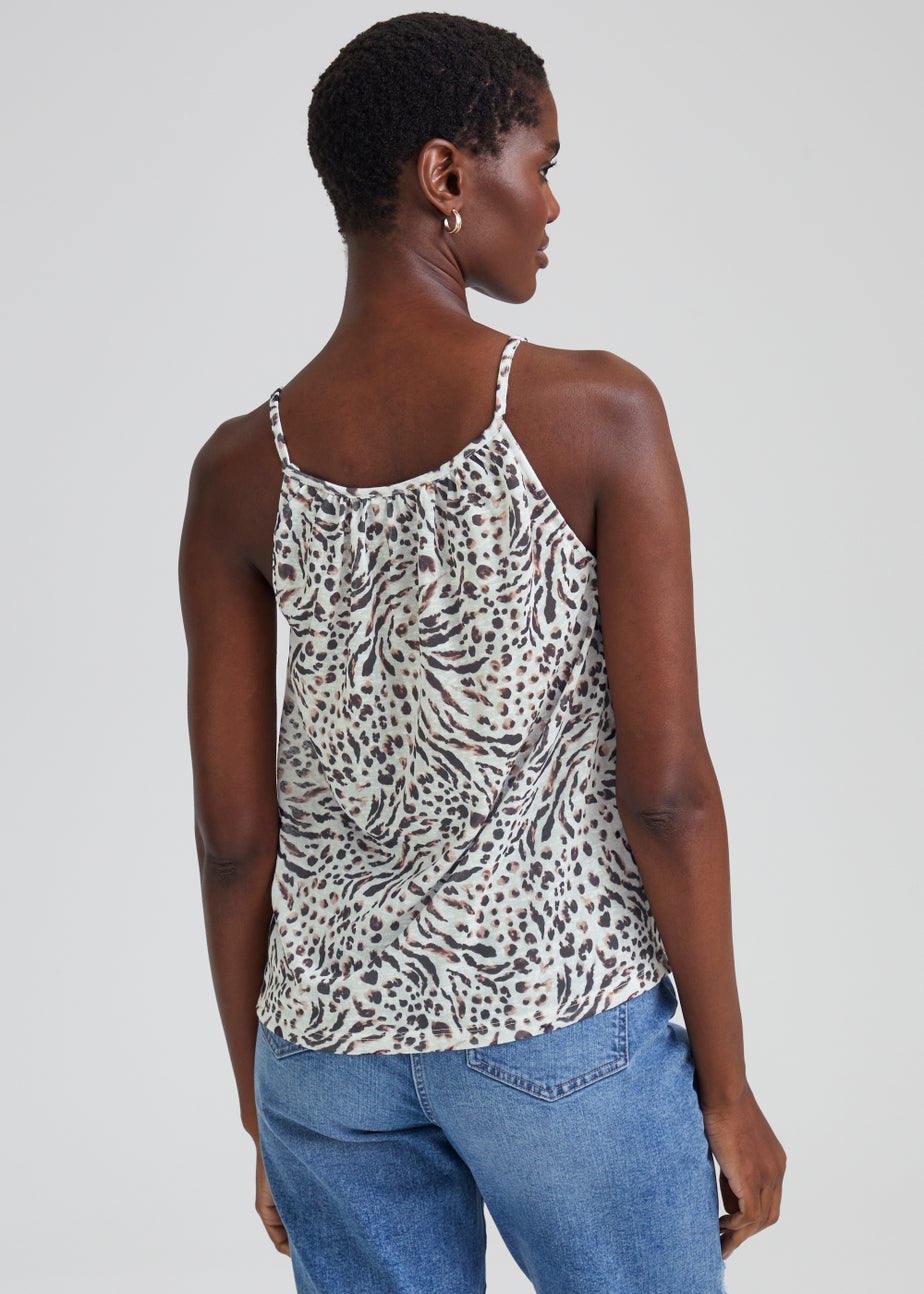 Multicoloured Animal Print Linen-Look Vest Top