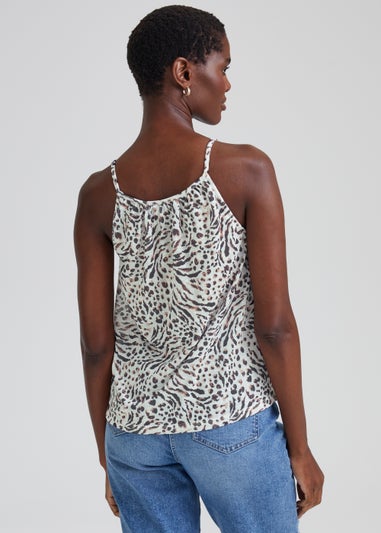 Multicoloured Animal Print Linen-Look Vest Top