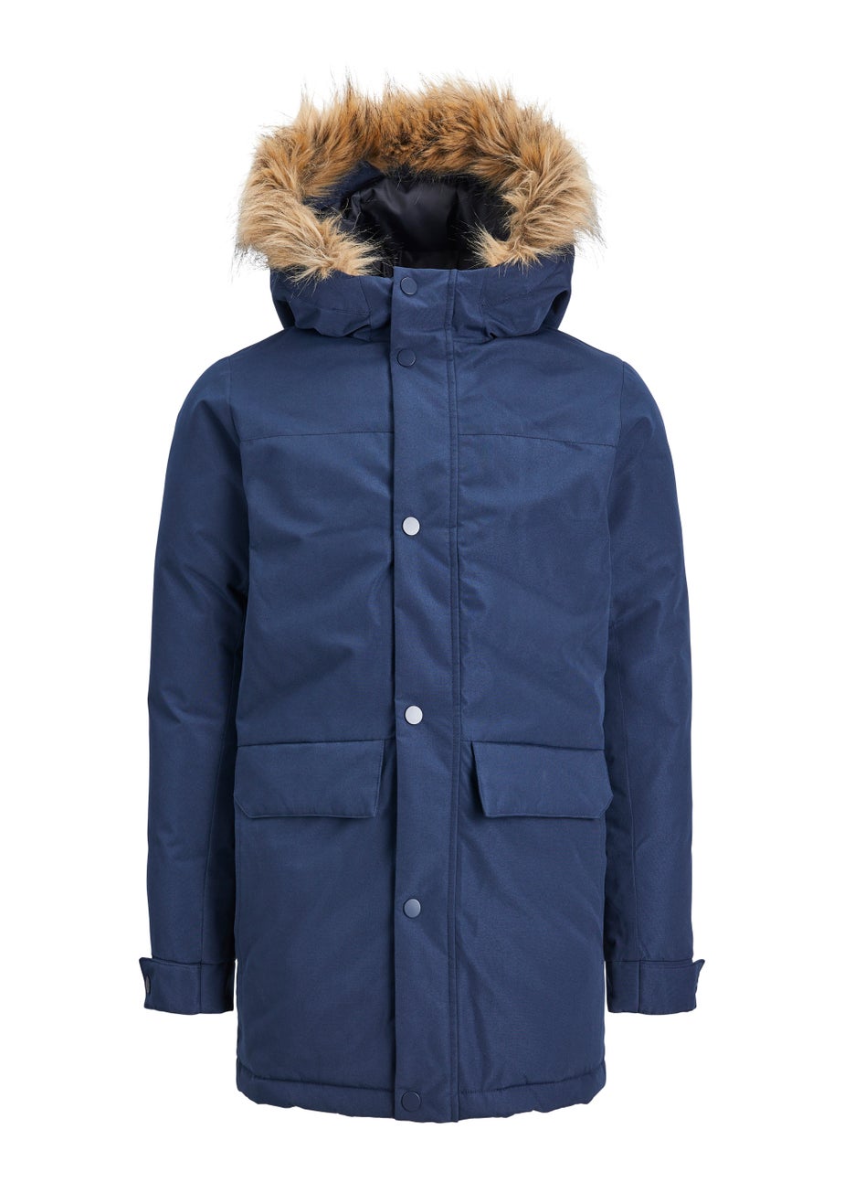 Jack & Jones Junior Navy Champ Parka Jacket (6-16yrs)