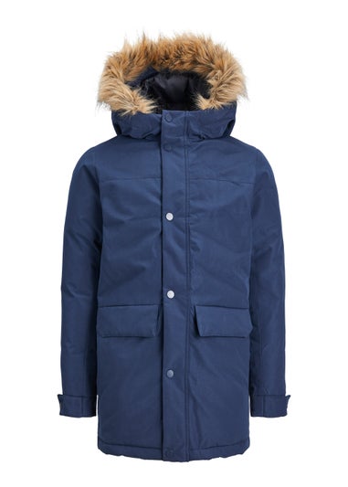 Jack & Jones Junior Navy Champ Parka Jacket (6-16yrs)