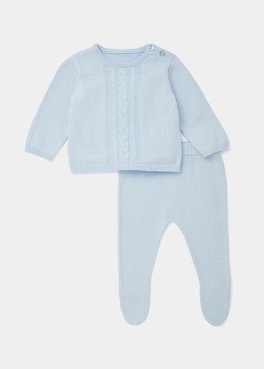 Baby 2 Piece Blue Layette Knitted Set (Newborn-12mths)
