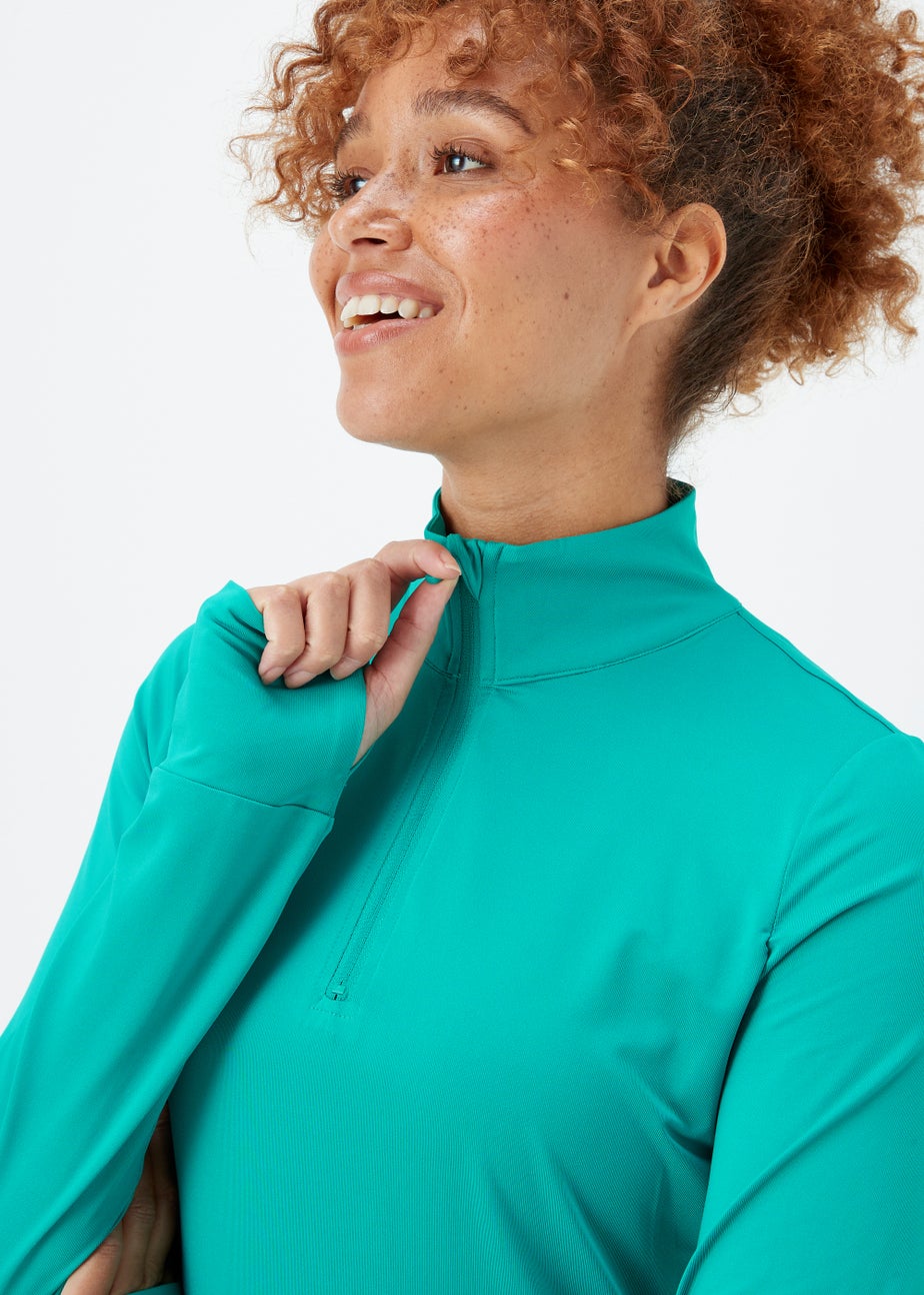Souluxe Green Half Zip Sports Sweatshirt