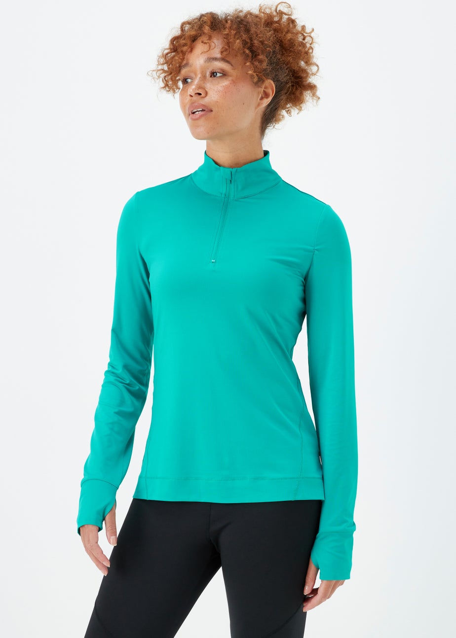 Souluxe Green Half Zip Sports Sweatshirt
