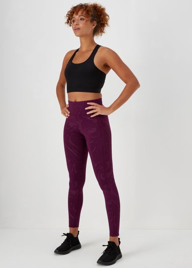 Souluxe Plum Marble Jacquard Sports Leggings