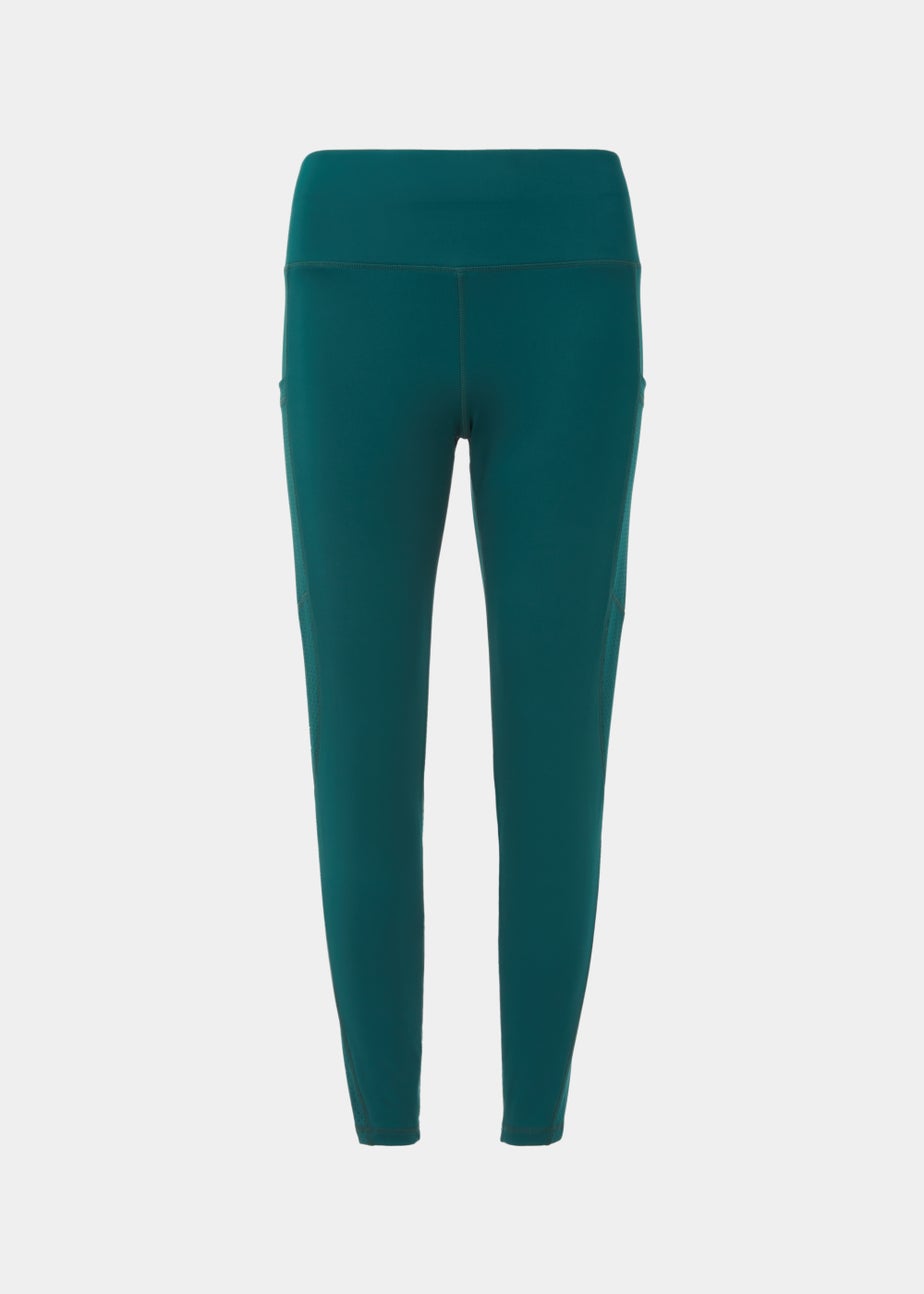Souluxe Dark Green Mesh Panel Sports Leggings