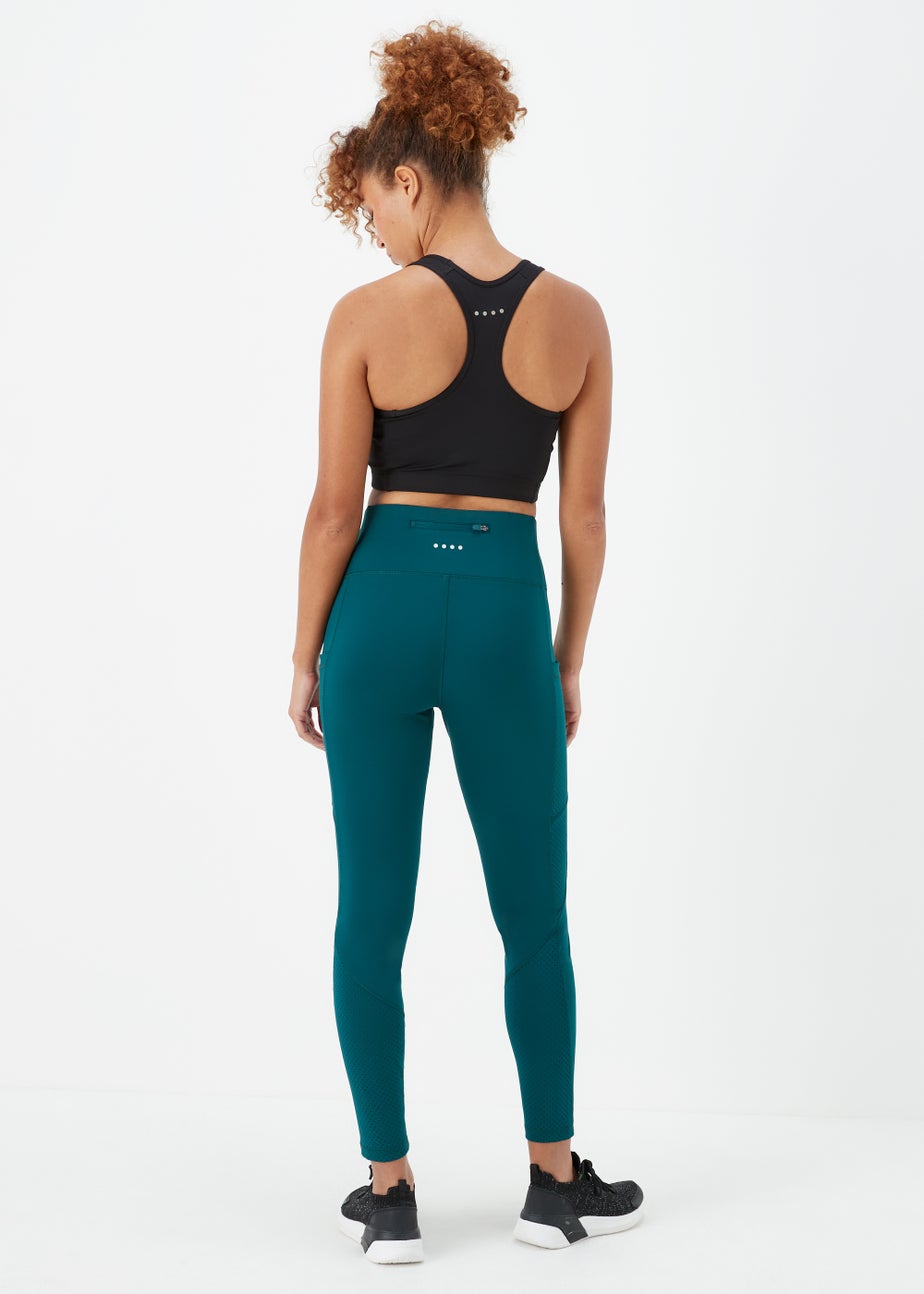 Souluxe Dark Green Mesh Panel Sports Leggings