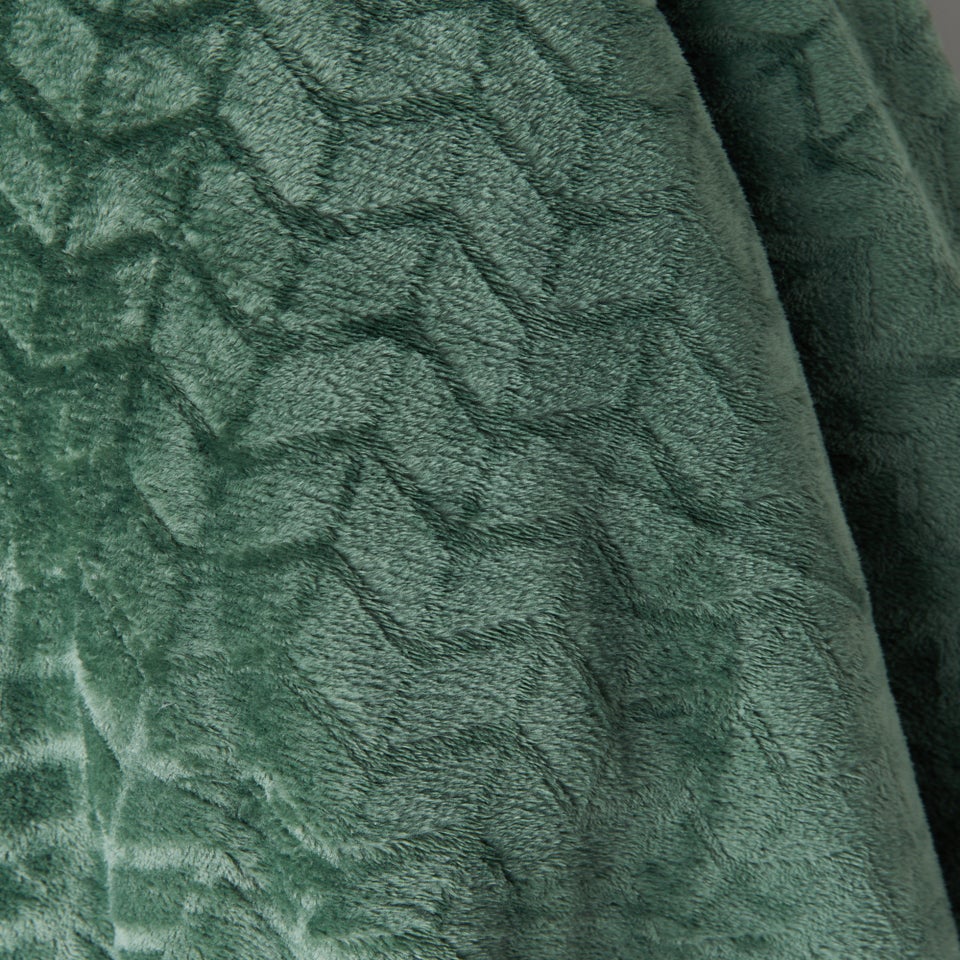 Green Embossed Fleece Throw