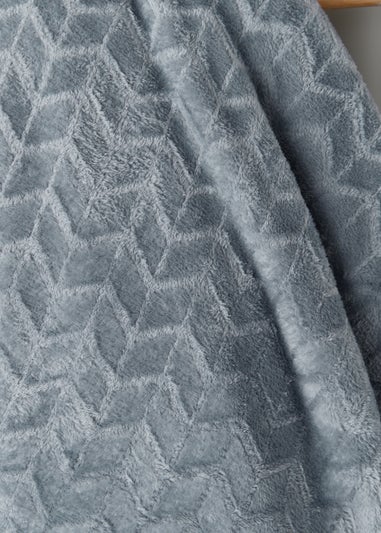 Grey Embossed Fleece Throw