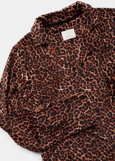 Mink Animal Print Traditional Button Up Pyjamas