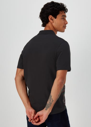 Black Christmas Wrapping Paper Print Polo Shirt