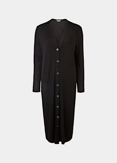 Papaya Curve Black Jersey Button Midi Dress