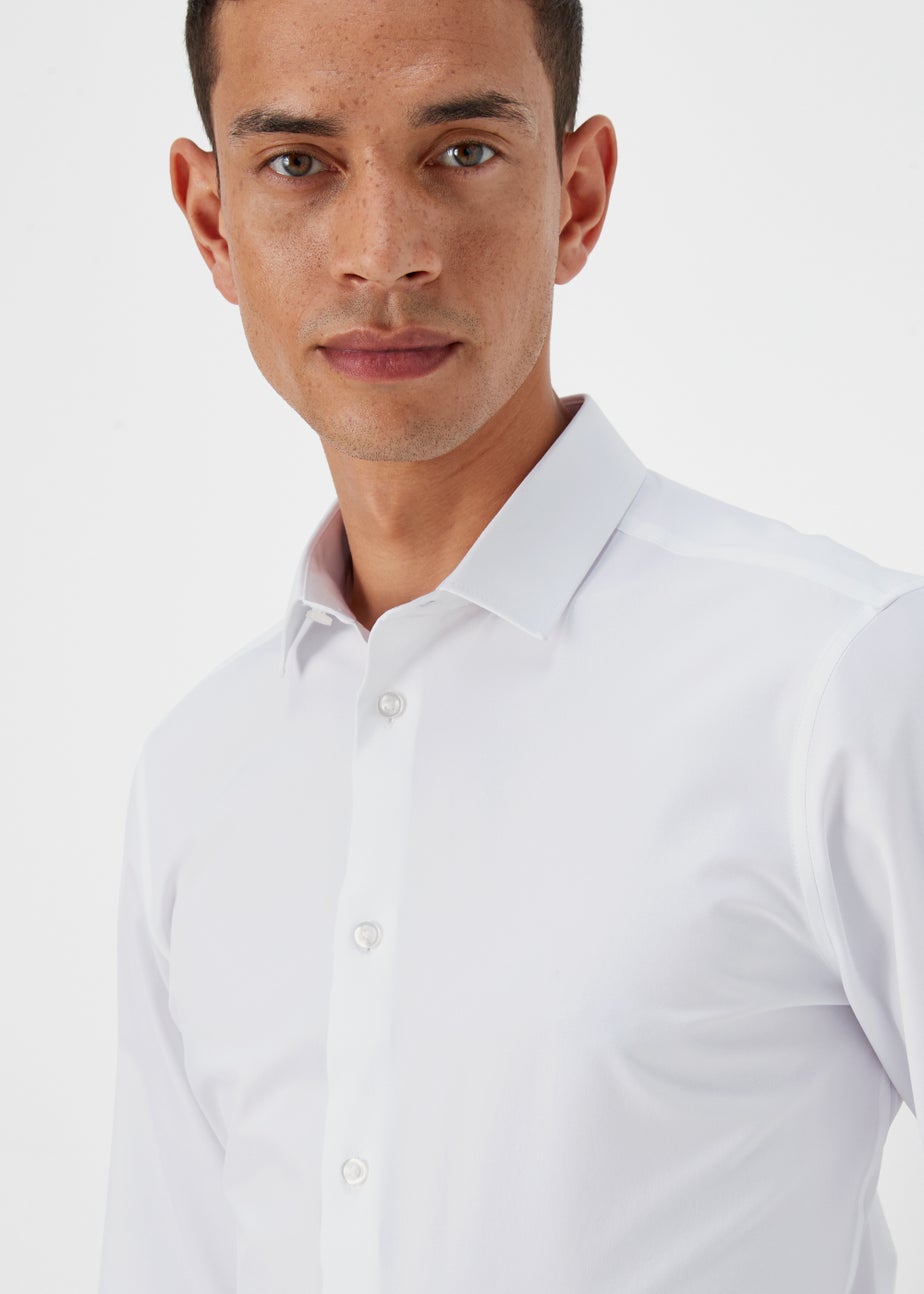 Taylor & Wright White 4 Way Stretch Slim Fit Shirt