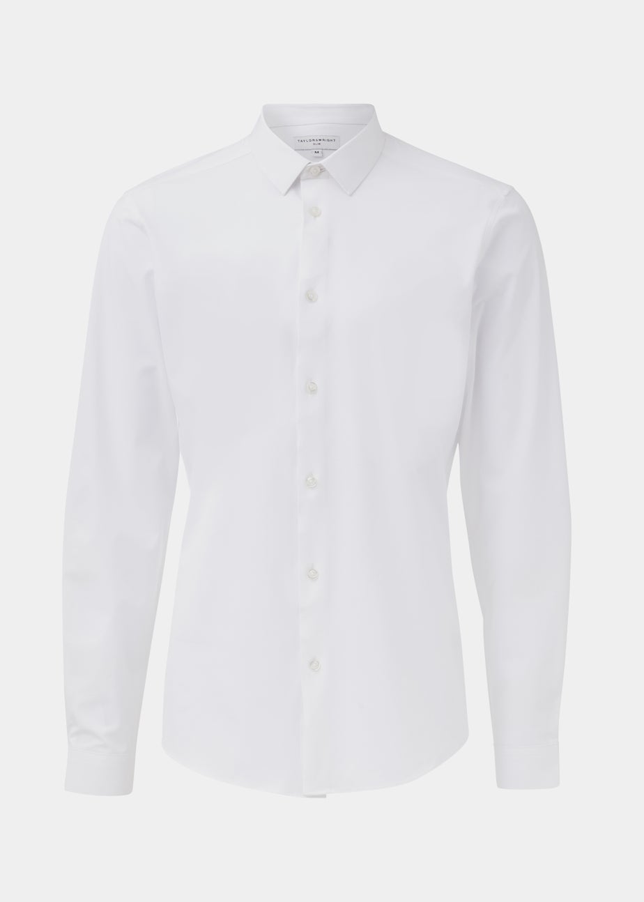 Taylor & Wright White 4 Way Stretch Slim Fit Shirt