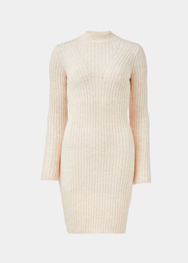 Oatmeal Ribbed Jumper Dress