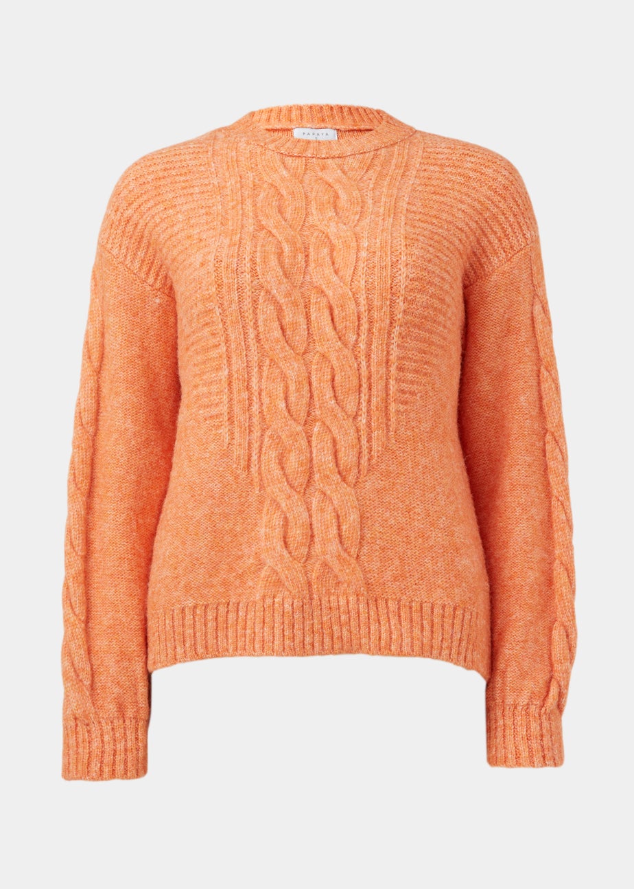 Orange Crew Neck Cable Knit Jumper