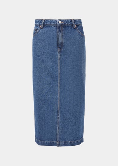 Dark Wash Denim Midi Skirt