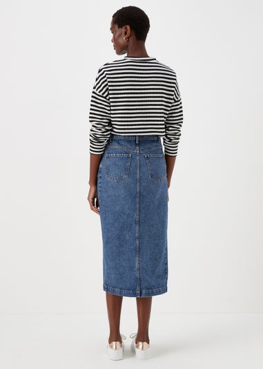 Dark Wash Denim Midi Skirt