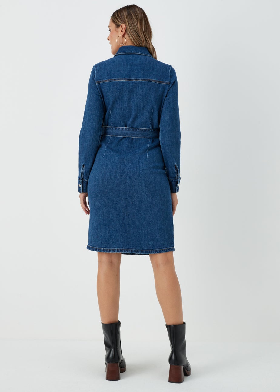 Dark Wash Utility Midi Dress