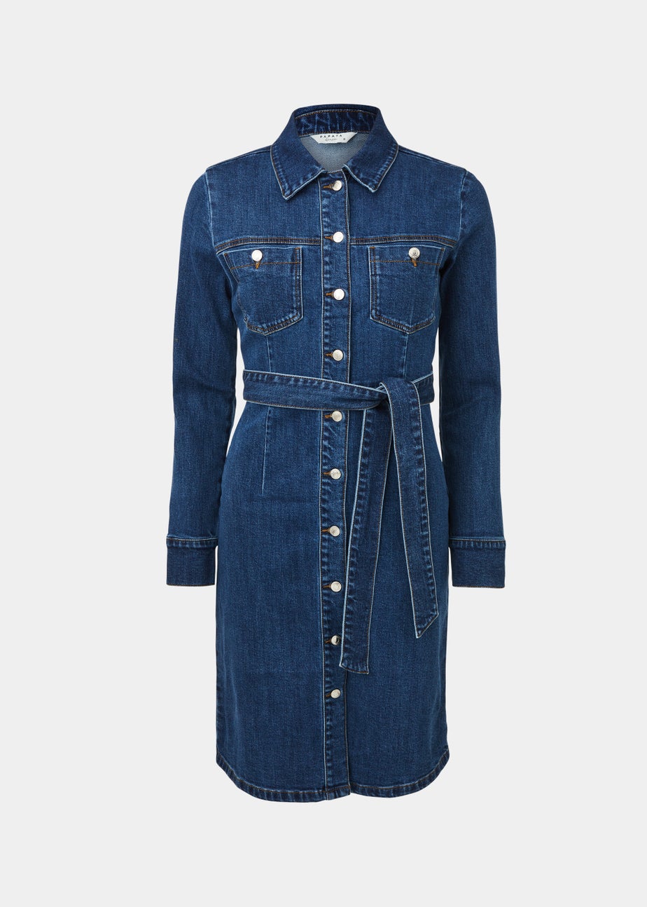 Dark Wash Utility Midi Dress