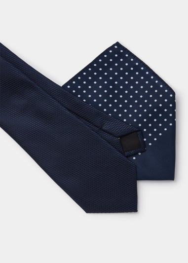 Taylor & Wright Navy Tie & Navy Polka Dot Pocket Square Set