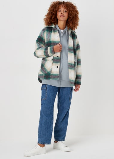 Grey Longline Zip Up Hoodie