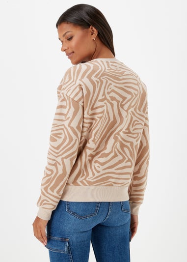 Cream Zebra Print Sweatshirt