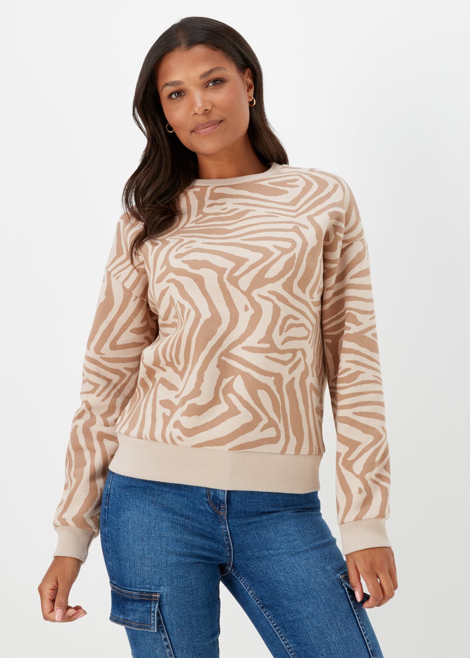 Cream Zebra Print Sweatshirt