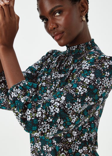 Green Ditsy Floral Super Soft Mini Dress