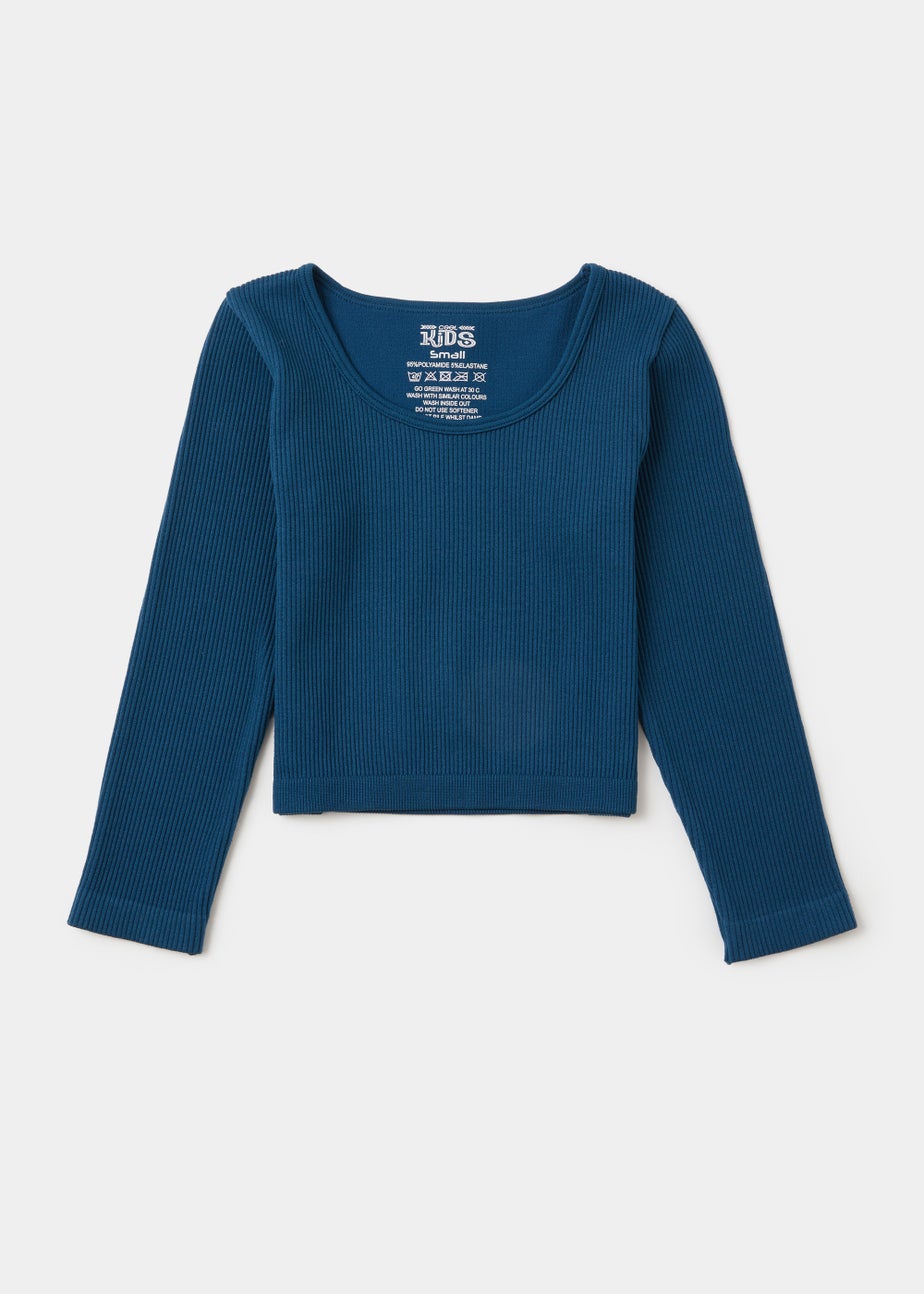 Girls Teal Seamless Long Sleeve Top (7-12yrs)