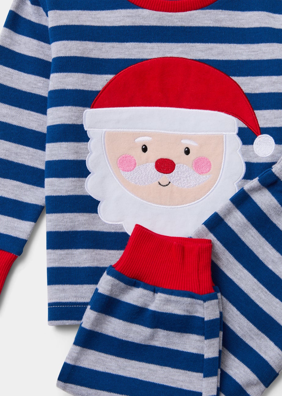 Boys Blue Stripe Father Christmas Pyjama Set (9mths-5yrs)