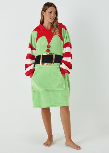 Green Elf Print Snuggle Hoodie