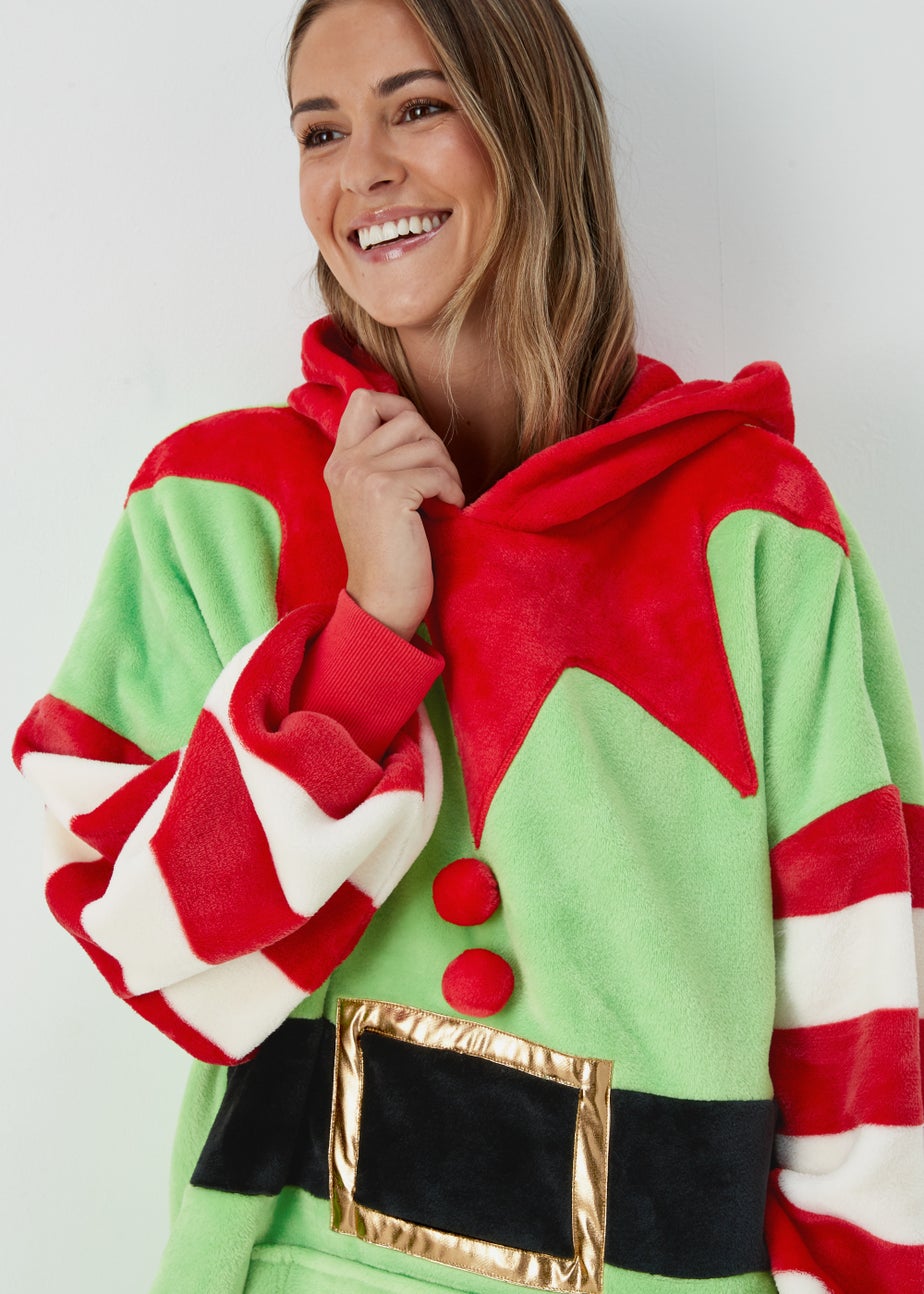Green Elf Print Snuggle Hoodie