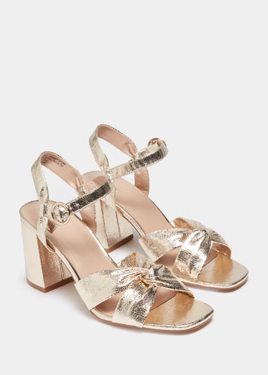 Et Vous Gold Twist Block Heel