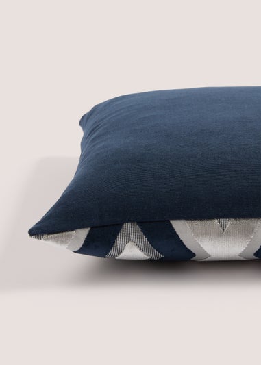 Navy Cut Velvet Diamond Cushion