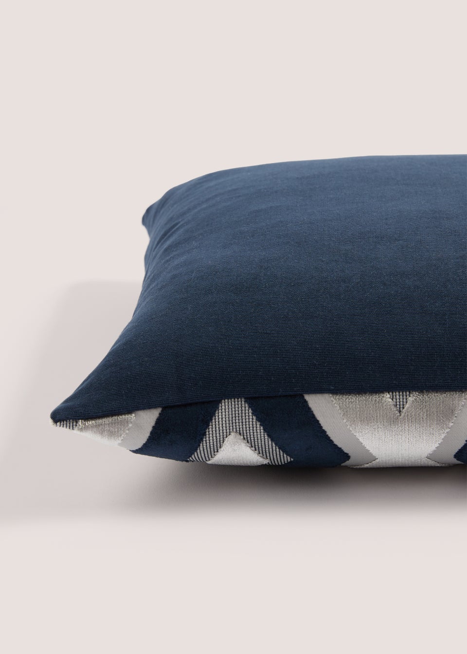 Navy Cut Velvet Diamond Cushion