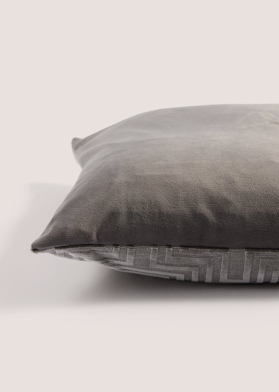 Grey Cut Velvet Maze Cushion