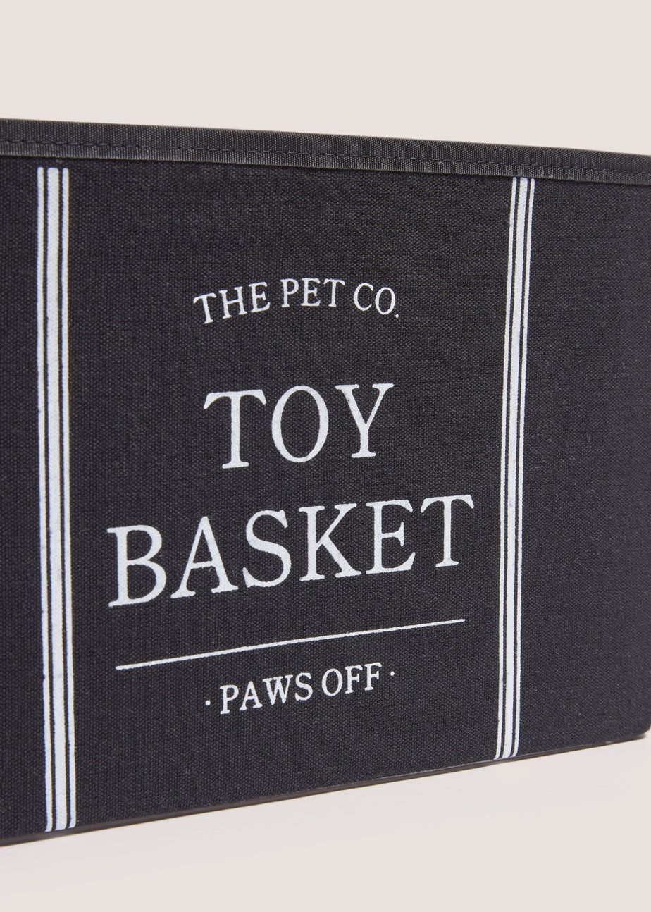 Black Fabric Pet Toy Basket (30cm x 30cm x 20cm)