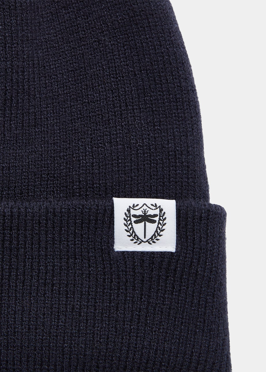 Navy Badge Beanie