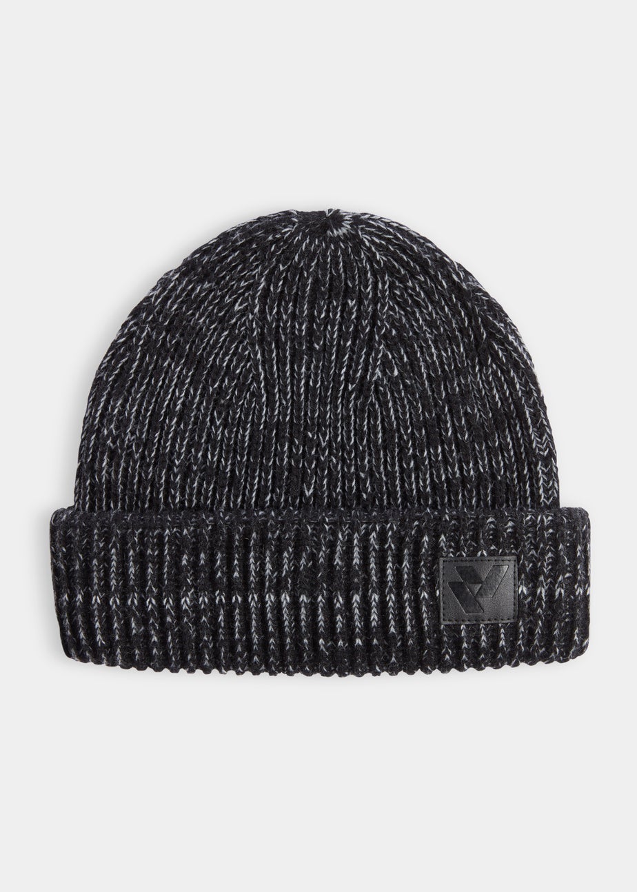 US Athletic Black & Grey Badge Beanie Hat