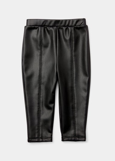 Girls Black Leather-Look Trousers (9mths-6yrs)