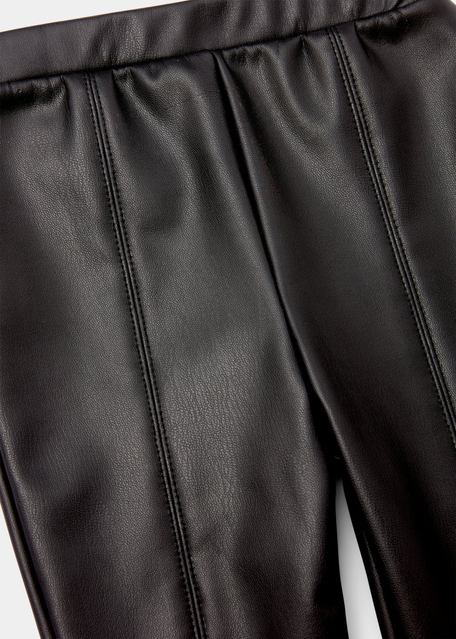 Girls Black Leather-Look Trousers (9mths-6yrs)