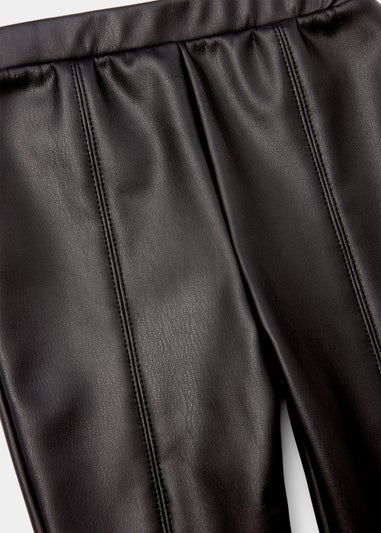 Girls Black Leather-Look Trousers (9mths-6yrs)