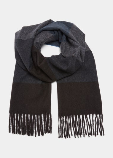 Navy & Grey Block Check Scarf