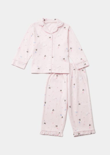 Girls Pink Fairy Unicorn Button Up Pyjama Set (9mths-5yrs)