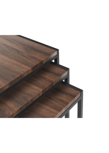Julian Bowen Tribeca Nest Of 3 Tables Black/Walnut (45 x 45 x 45 cm)