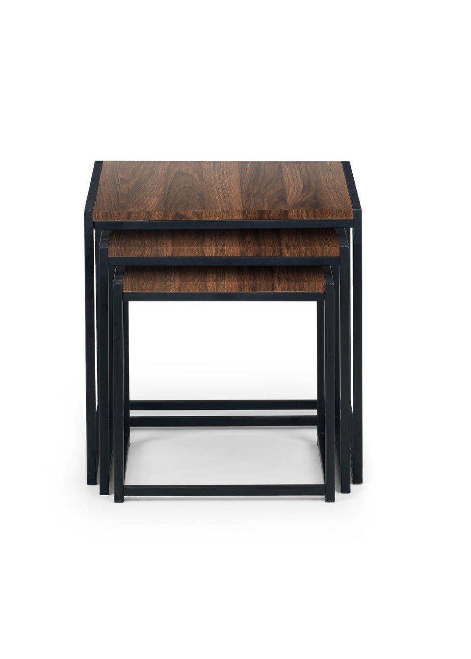 Julian Bowen Tribeca Nest Of 3 Tables Black/Walnut (45 x 45 x 45 cm)