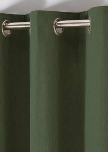 Fusion Sorbonne Bottle Green Eyelet Curtains