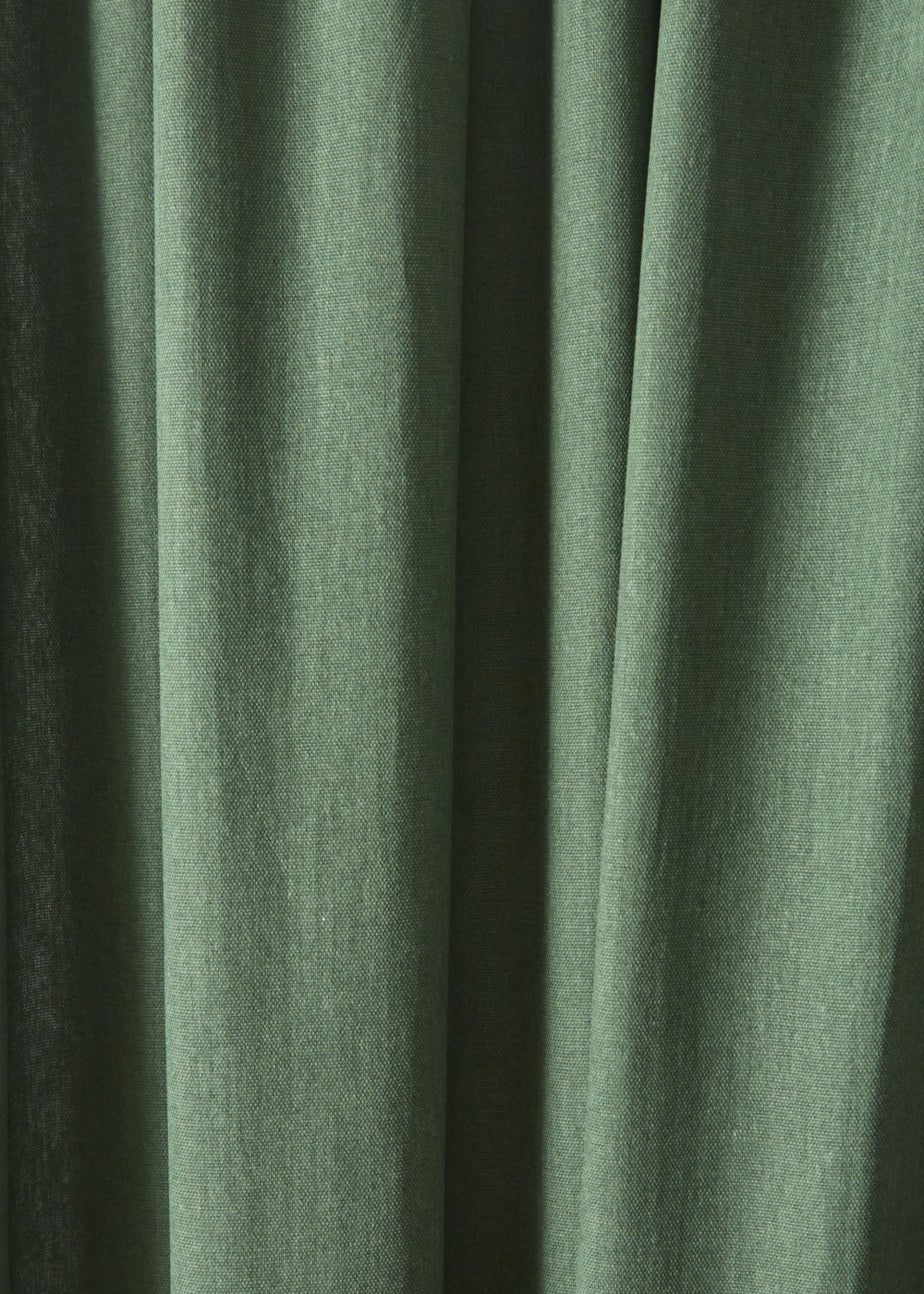 Fusion Dijon Blackout Bottle Green Pencil Pleat Curtains