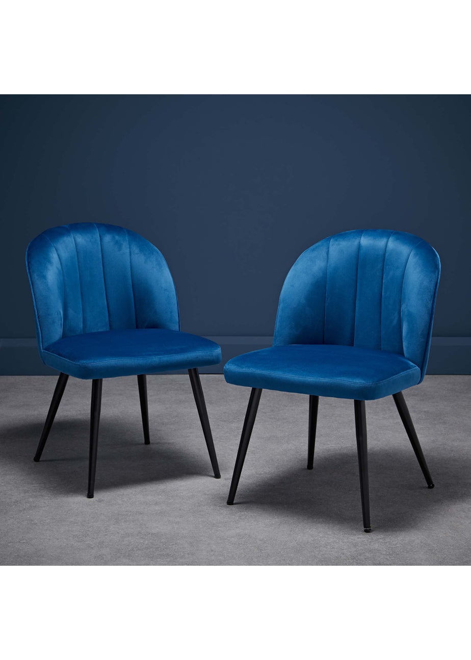 LPD Furniture Set of 2 Orla Dining Chairs Blue  (815x625x540mm)